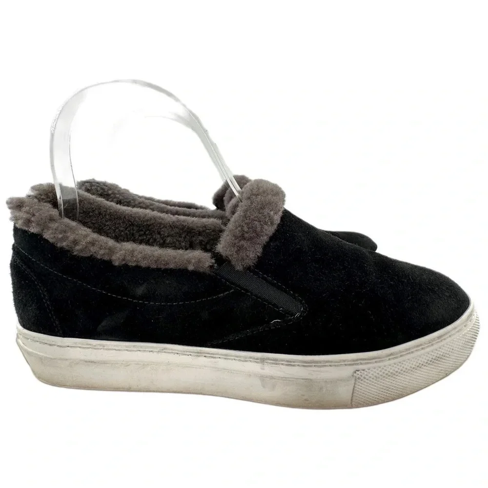 M Gemí womens flats size 37.5 black Italian suede cozy fashion sneakers